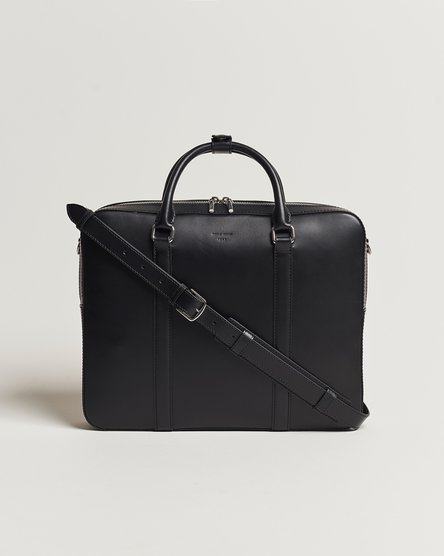 Men | Tiger of Sweden Brevis Smooth Leather Briefcase Black | Tiger of Sweden | Brevis Smooth Leather Briefcase Black