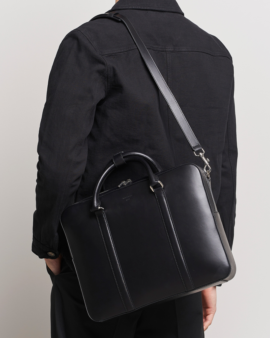 Men | Tiger of Sweden Brevis Smooth Leather Briefcase Black | Tiger of Sweden | Brevis Smooth Leather Briefcase Black