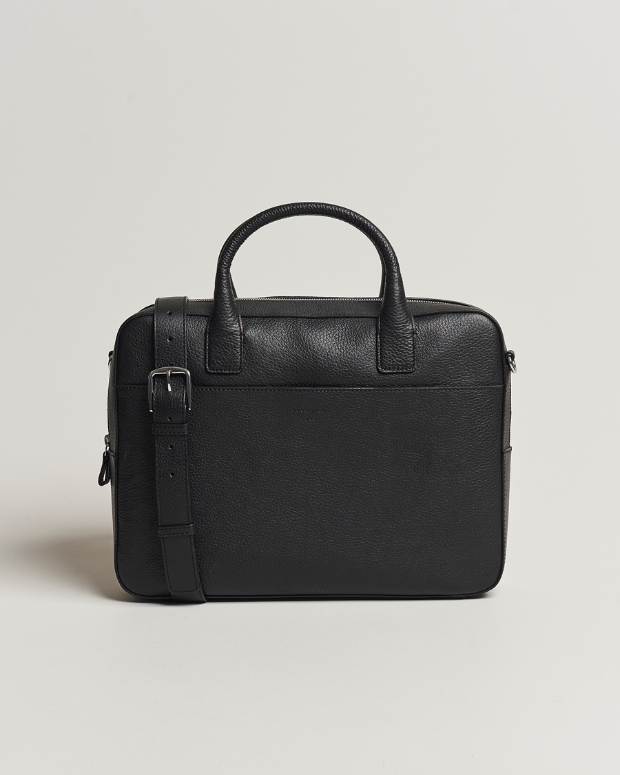 Men | Tiger of Sweden Capa Grained Leather Briefcase Black | Tiger of Sweden | Capa Grained Leather Briefcase Black