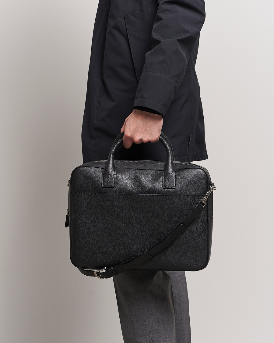 Men | Business & Beyond | Tiger of Sweden | Capa Grained Leather Briefcase Black