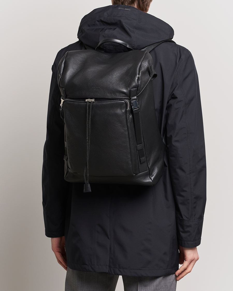 Men |  | Tiger of Sweden | Baha Grained Leather Backpack Black