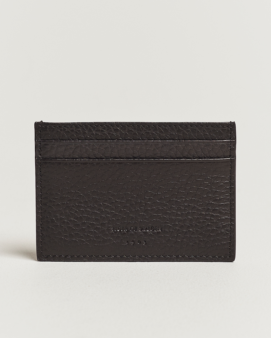 Men | Tiger of Sweden Wharf Grained Leather Card Holder Dark Brown | Tiger of Sweden | Wharf Grained Leather Card Holder Dark Brown