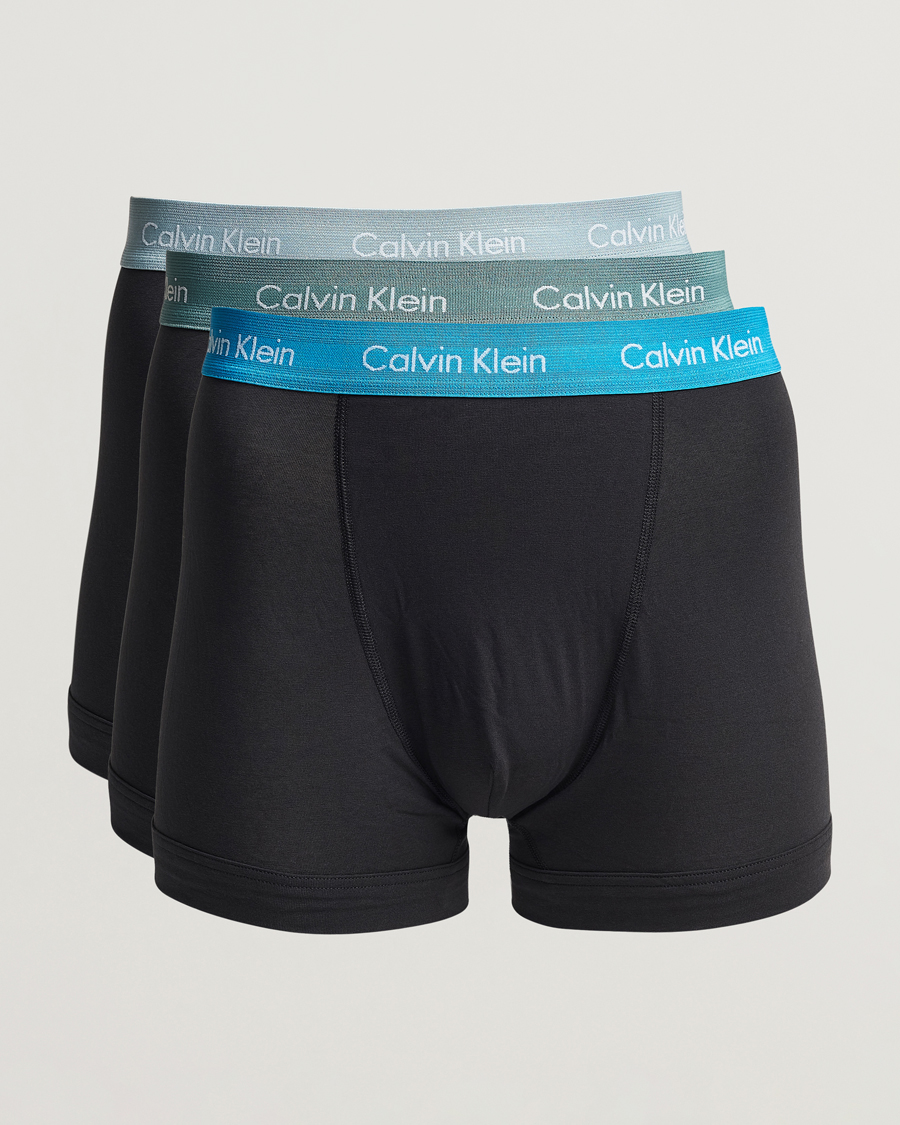 Men | Underwear & Socks | Calvin Klein | Cotton Stretch Trunk 3-pack Blue/Dust Blue/Green