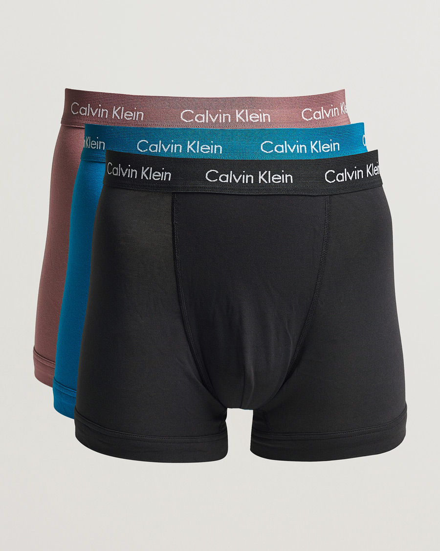 Men | Underwear & Socks | Calvin Klein | Cotton Stretch Trunk 3-pack Black/Rose/Ocean