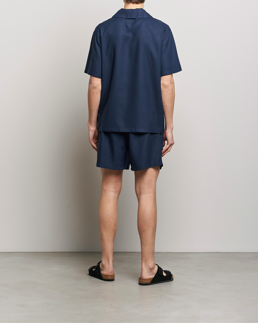 Men | Clothing | Calvin Klein | Viscose Short Sleeve Pyjama Set Blue Shadow