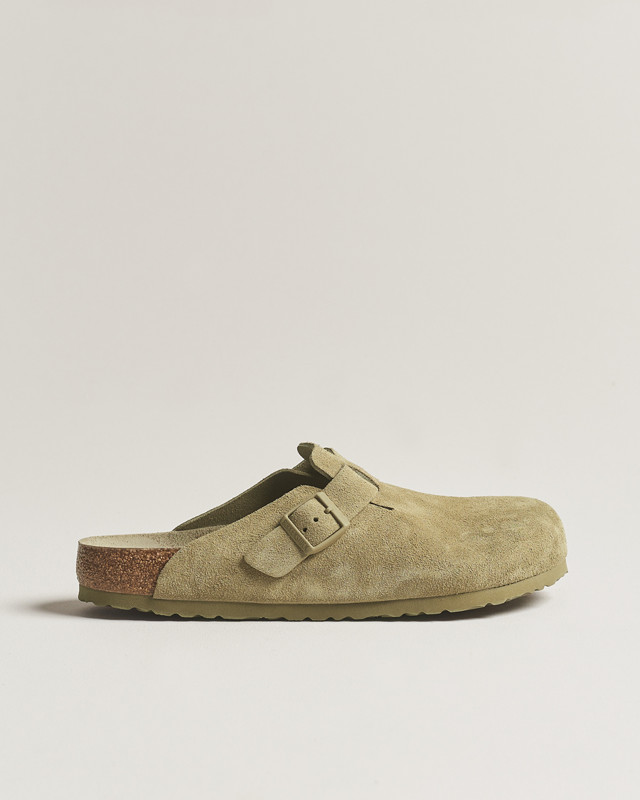 Men | BIRKENSTOCK Boston Soft Footbed Faded Khaki Suede | BIRKENSTOCK | Boston Soft Footbed Faded Khaki Suede