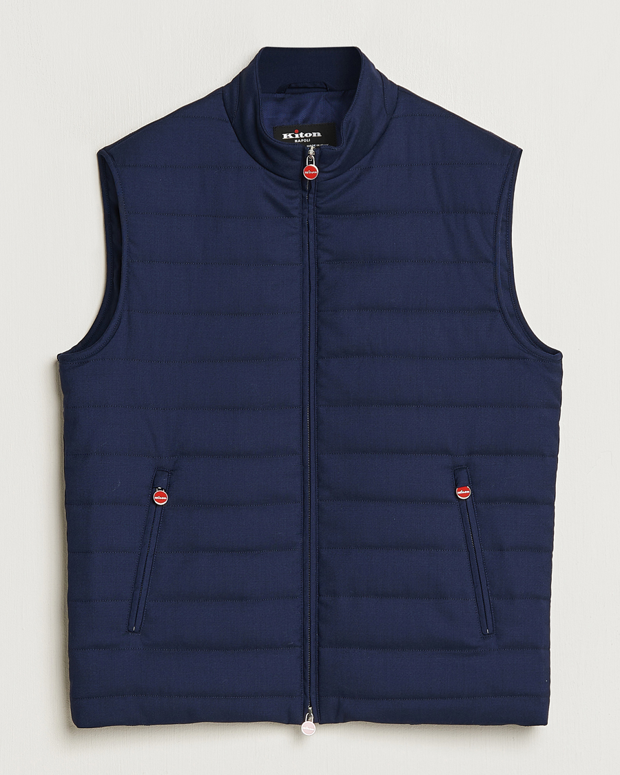 Kiton Technical Wool Gilet Navy at CareOfCarl.com
