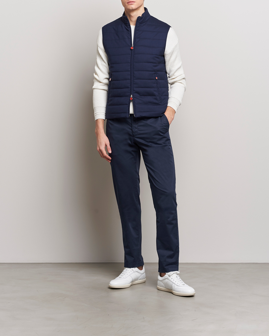 Men | Coats & Jackets | Kiton | Technical Wool Gilet Navy