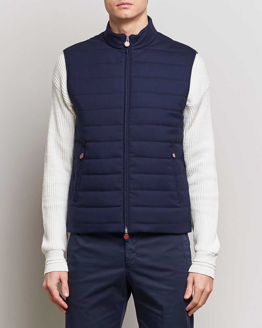 Men | Coats & Jackets | Kiton | Technical Wool Gilet Navy