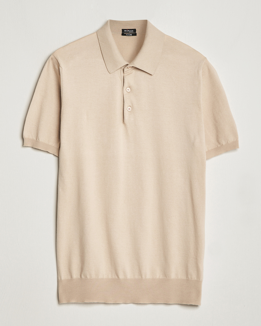 Men | Polo Shirts | Kiton | Sea Island Cotton Polo Beige