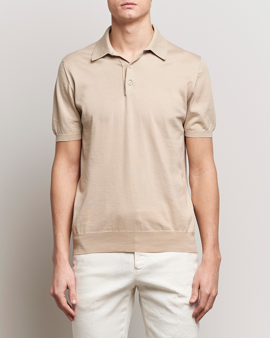 Men | Polo Shirts | Kiton | Sea Island Cotton Polo Beige