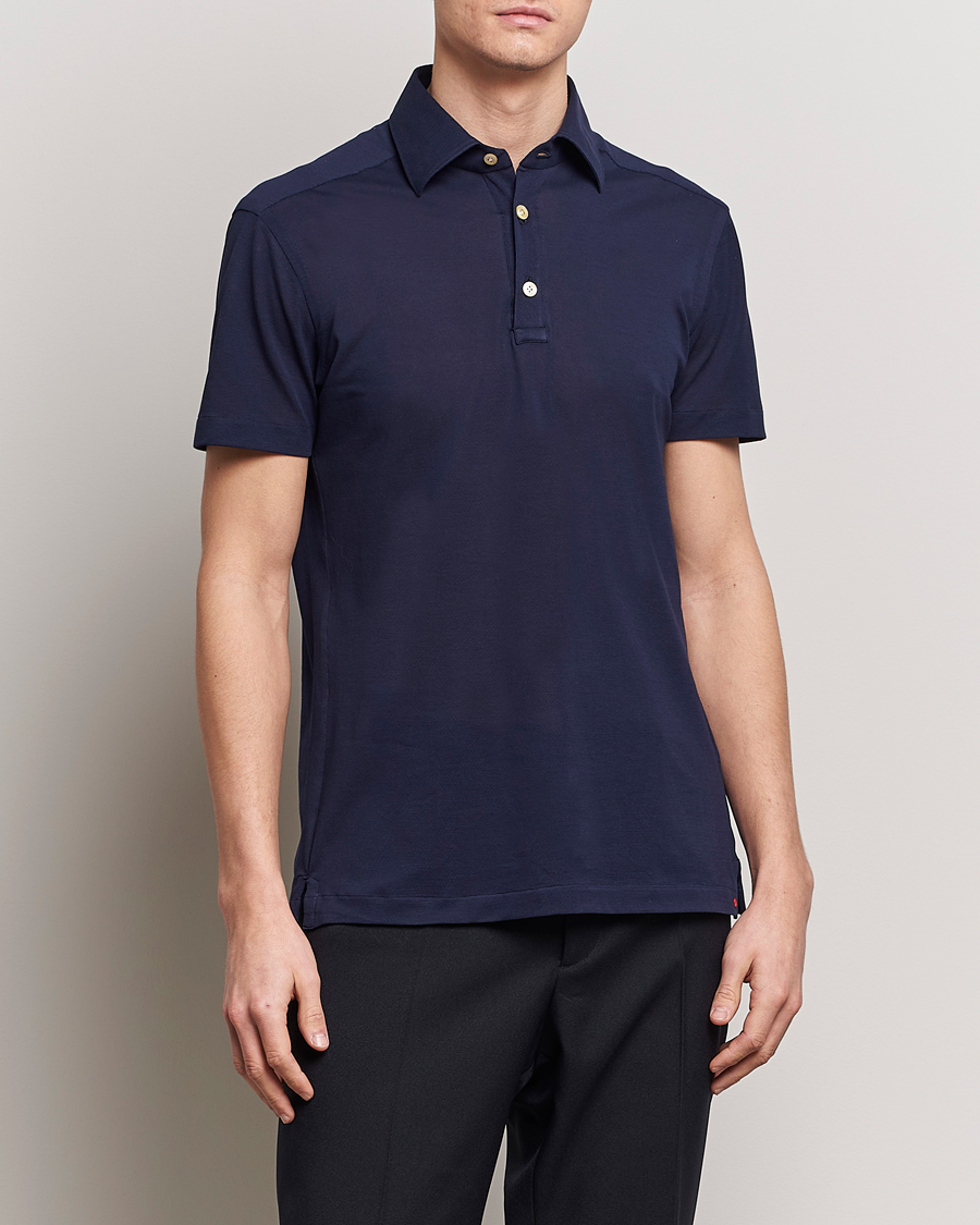 Men | Short Sleeve Polo Shirts | Kiton | Short Sleeve Jersey Polo Navy