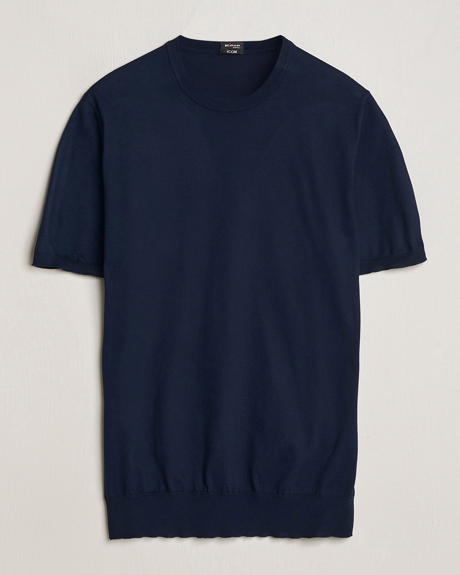 Men | T-Shirts | Kiton | Sea Island Cotton Knit T-Shirt Navy