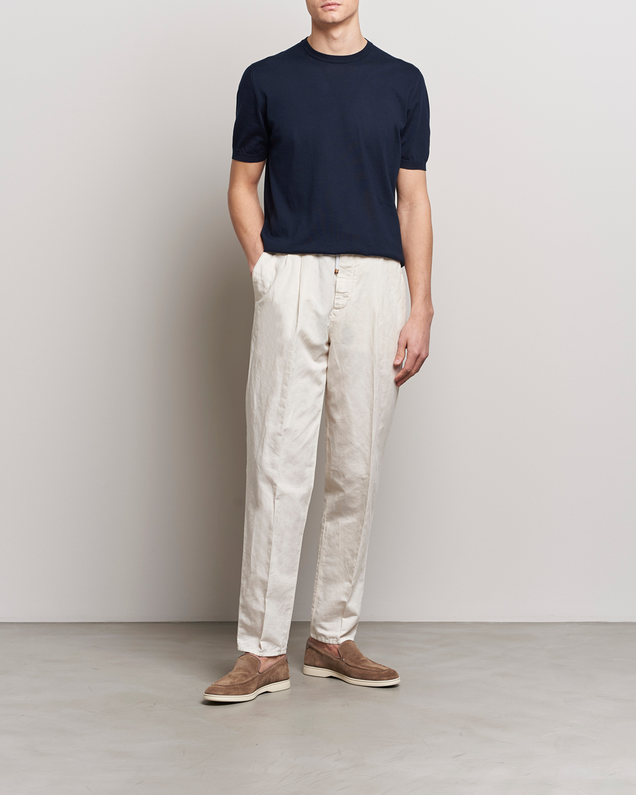 Men | T-Shirts | Kiton | Sea Island Cotton Knit T-Shirt Navy