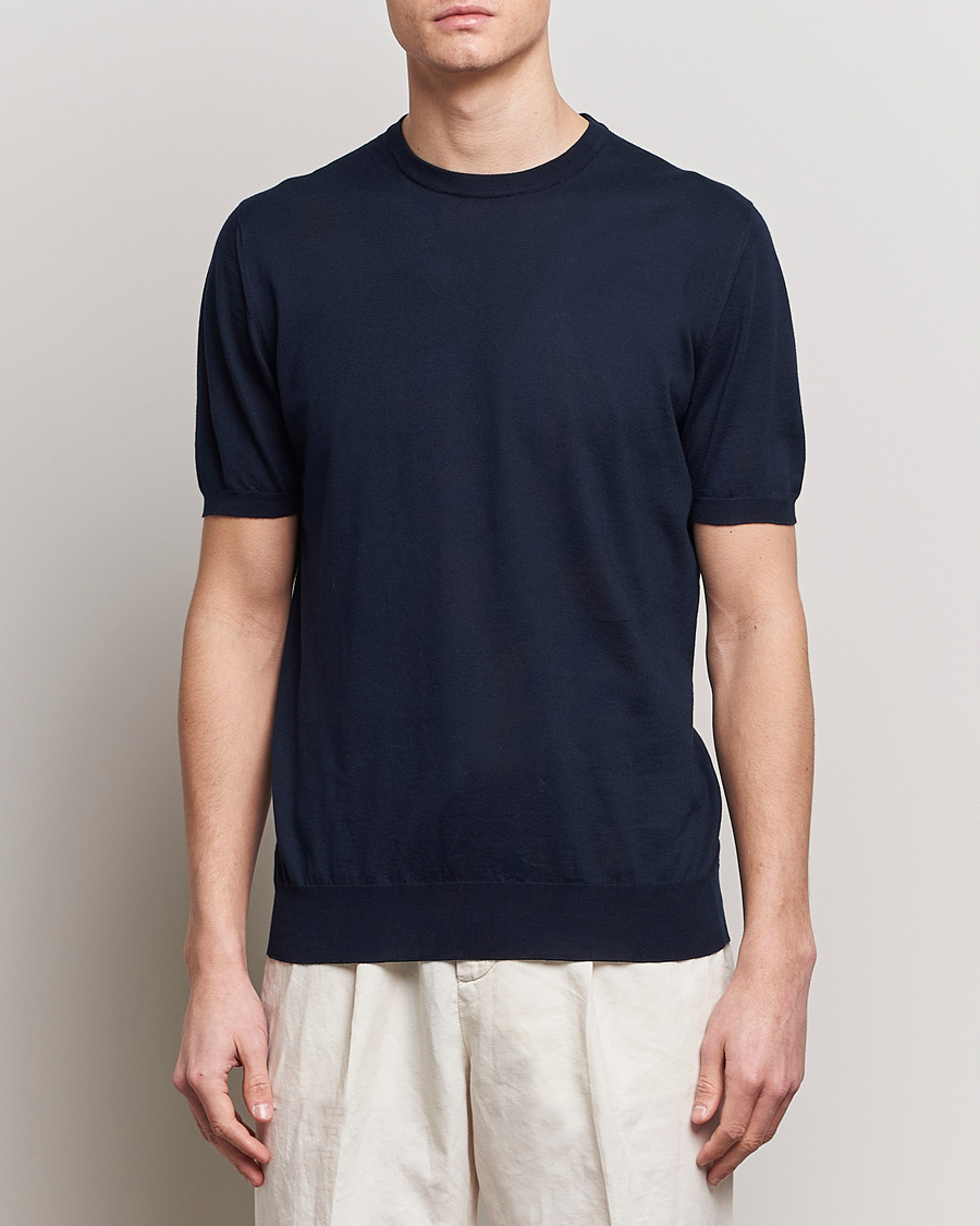 Men | Clothing | Kiton | Sea Island Cotton Knit T-Shirt Navy