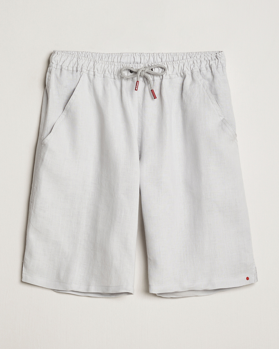Men | Shorts | Kiton | Linen Drawstring Shorts Light Grey