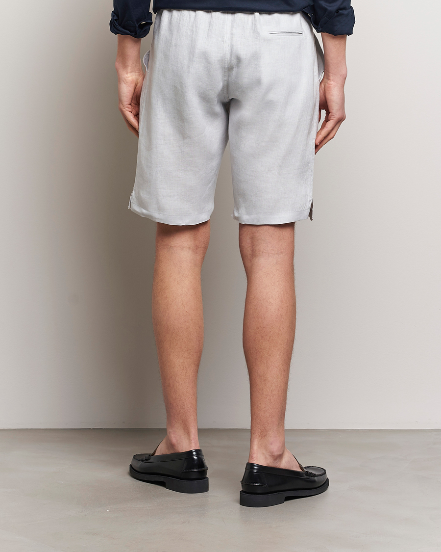 Men | Shorts | Kiton | Linen Drawstring Shorts Light Grey