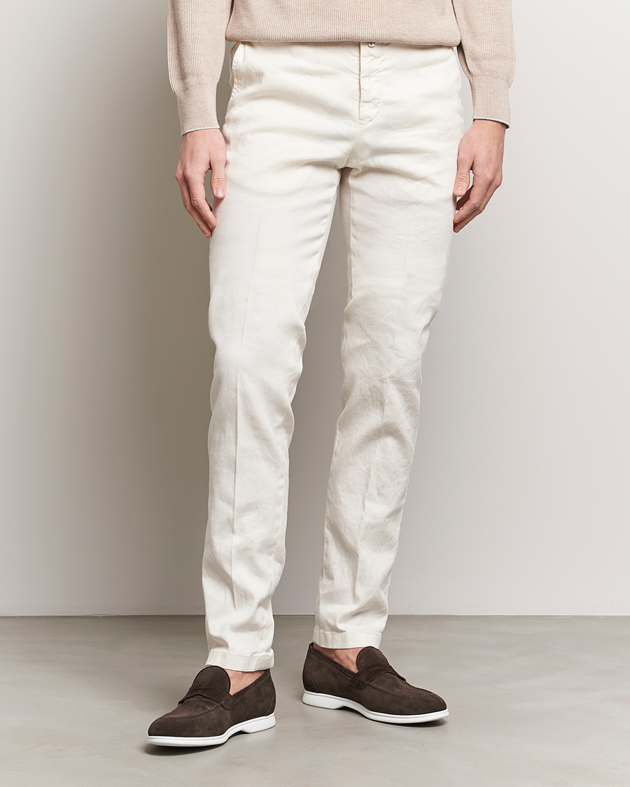 Men | Trousers | Kiton | Linen Trousers Light Beige
