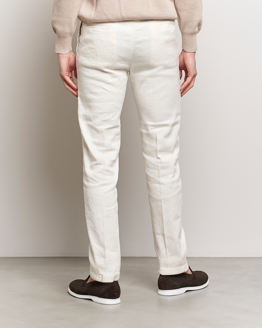 Men | Trousers | Kiton | Linen Trousers Light Beige