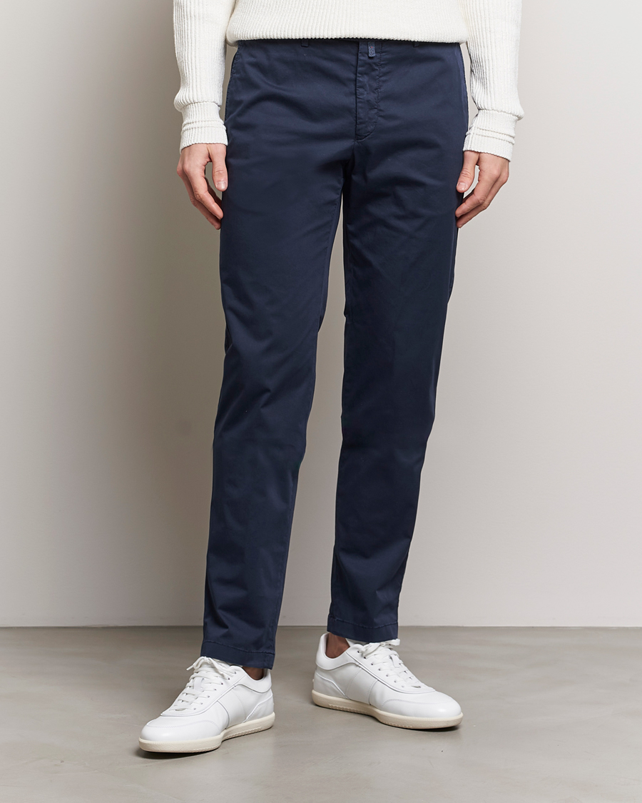 Men | Trousers | Kiton | Slim Fit Cotton Chinos Navy