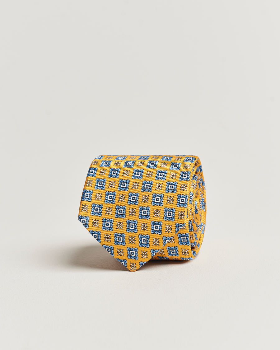Men | Kiton Printed Medallion Silk Tie Yellow | Kiton | Printed Medallion Silk Tie Yellow