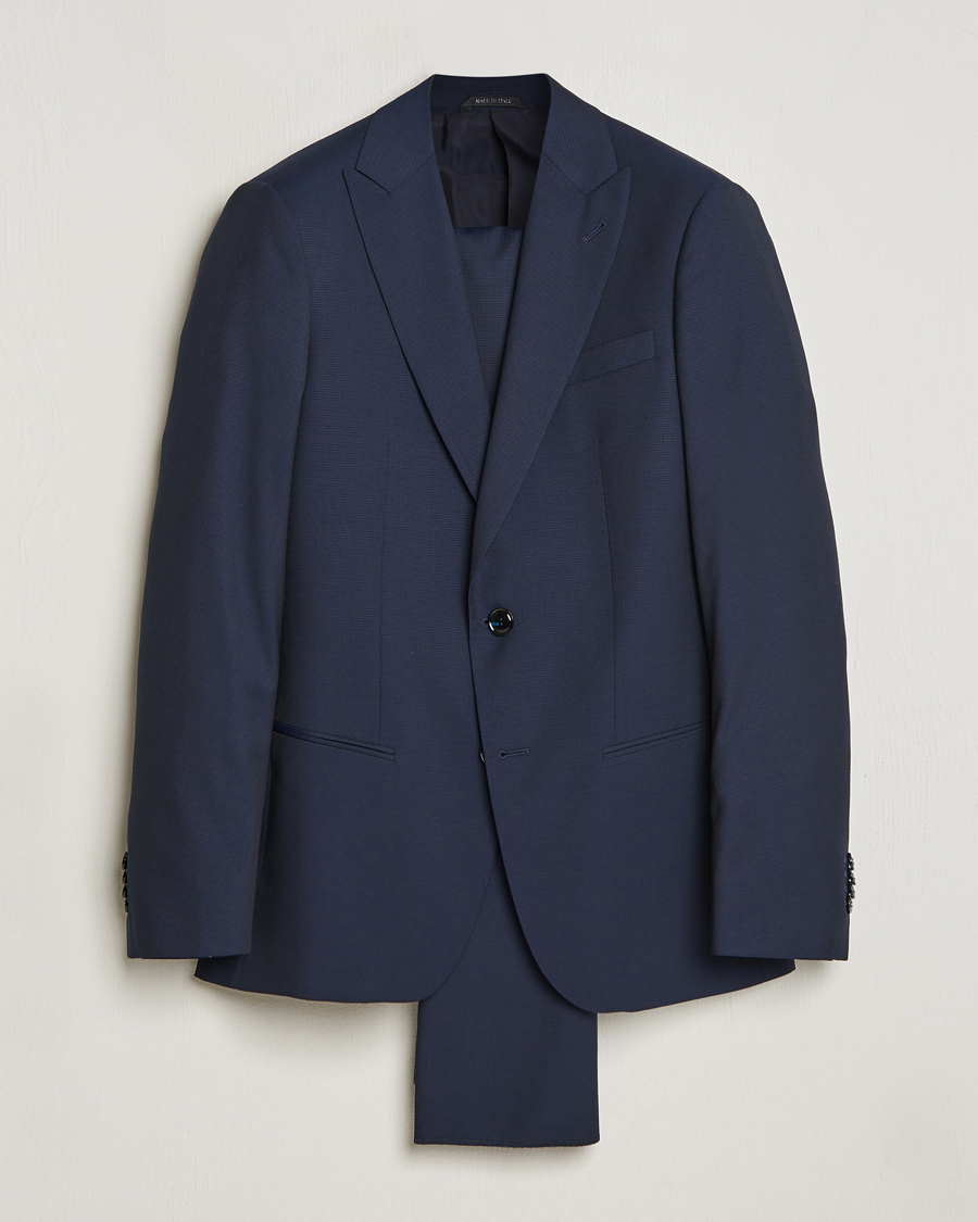 Men | Suits | Giorgio Armani | Slim Fit Peak Lapel Wool Suit Navy