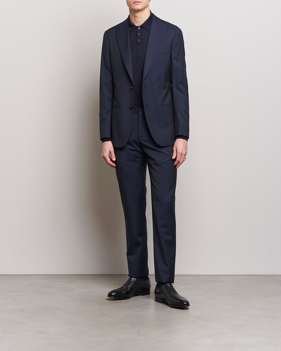 Men | Two-piece Suits | Giorgio Armani | Slim Fit Peak Lapel Wool Suit Navy