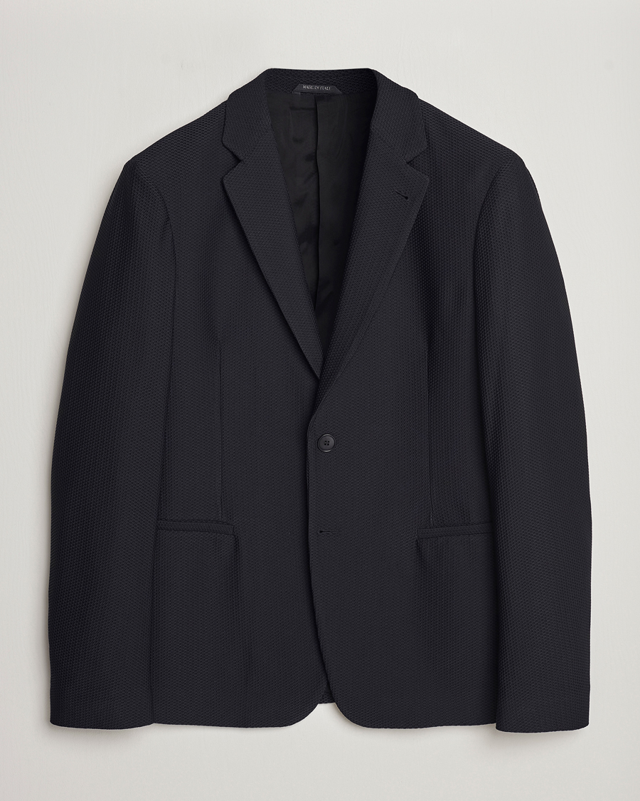 Men | Blazers | Giorgio Armani | Single Breasted Mesh Blazer Black