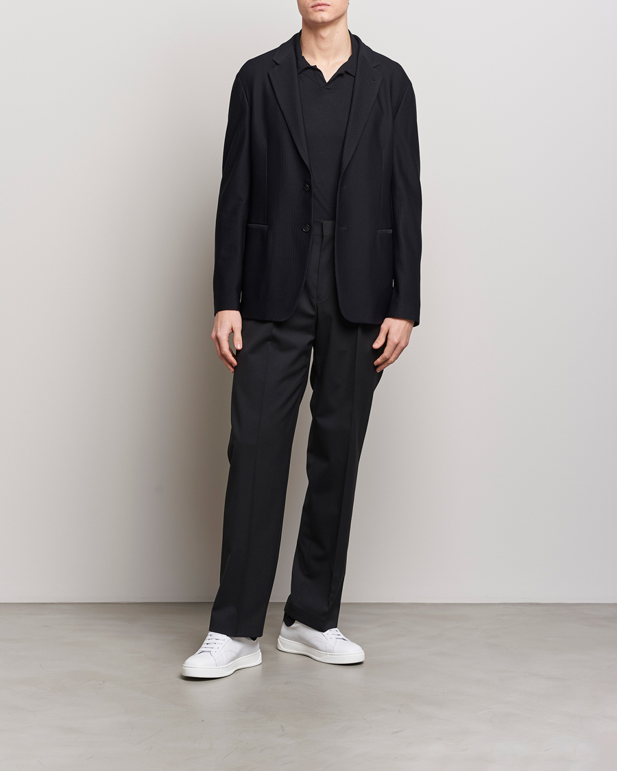 Men | Blazers | Giorgio Armani | Single Breasted Mesh Blazer Black