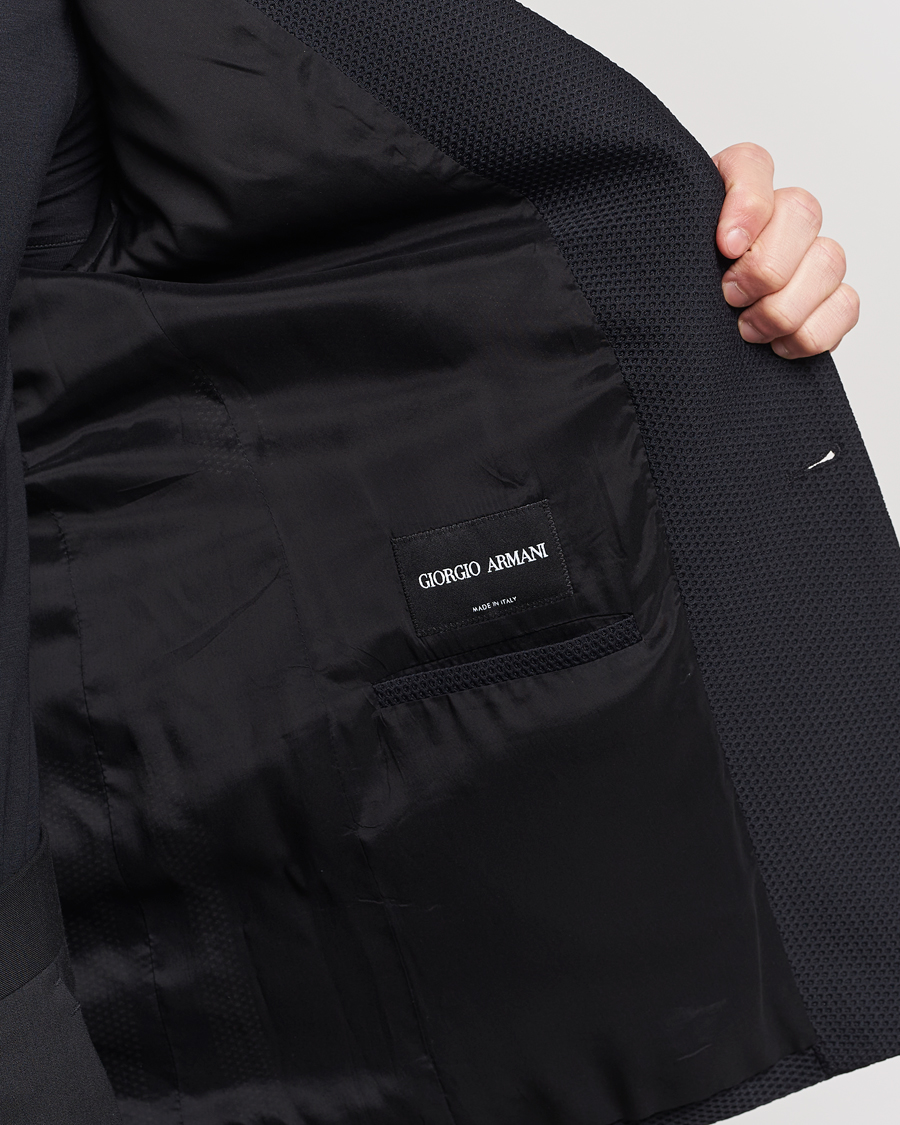 Men | Blazers | Giorgio Armani | Single Breasted Mesh Blazer Black