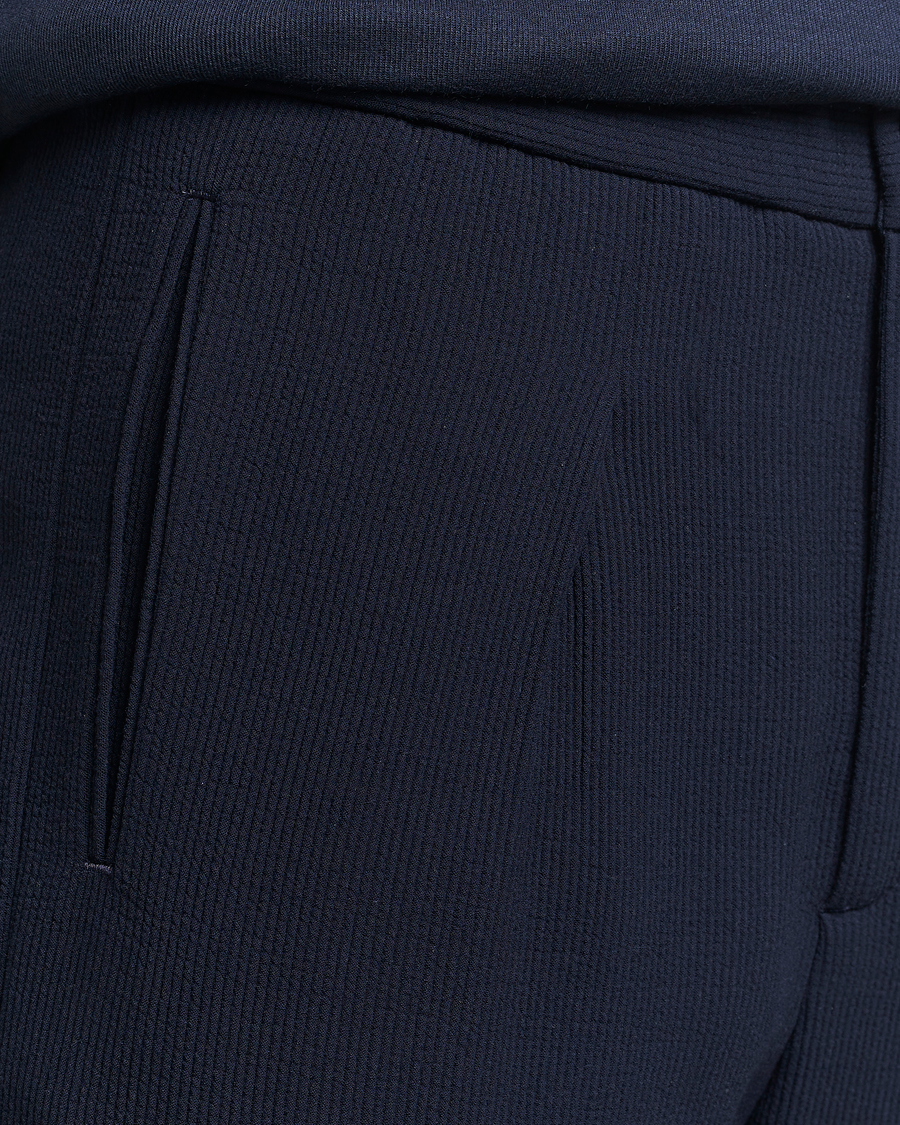 Men | Trousers | Giorgio Armani | Pleated Rib Wool Trousers Navy