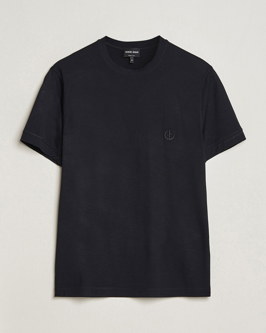 Men | T-Shirts | Giorgio Armani | Embroidered Logo T-Shirt Black