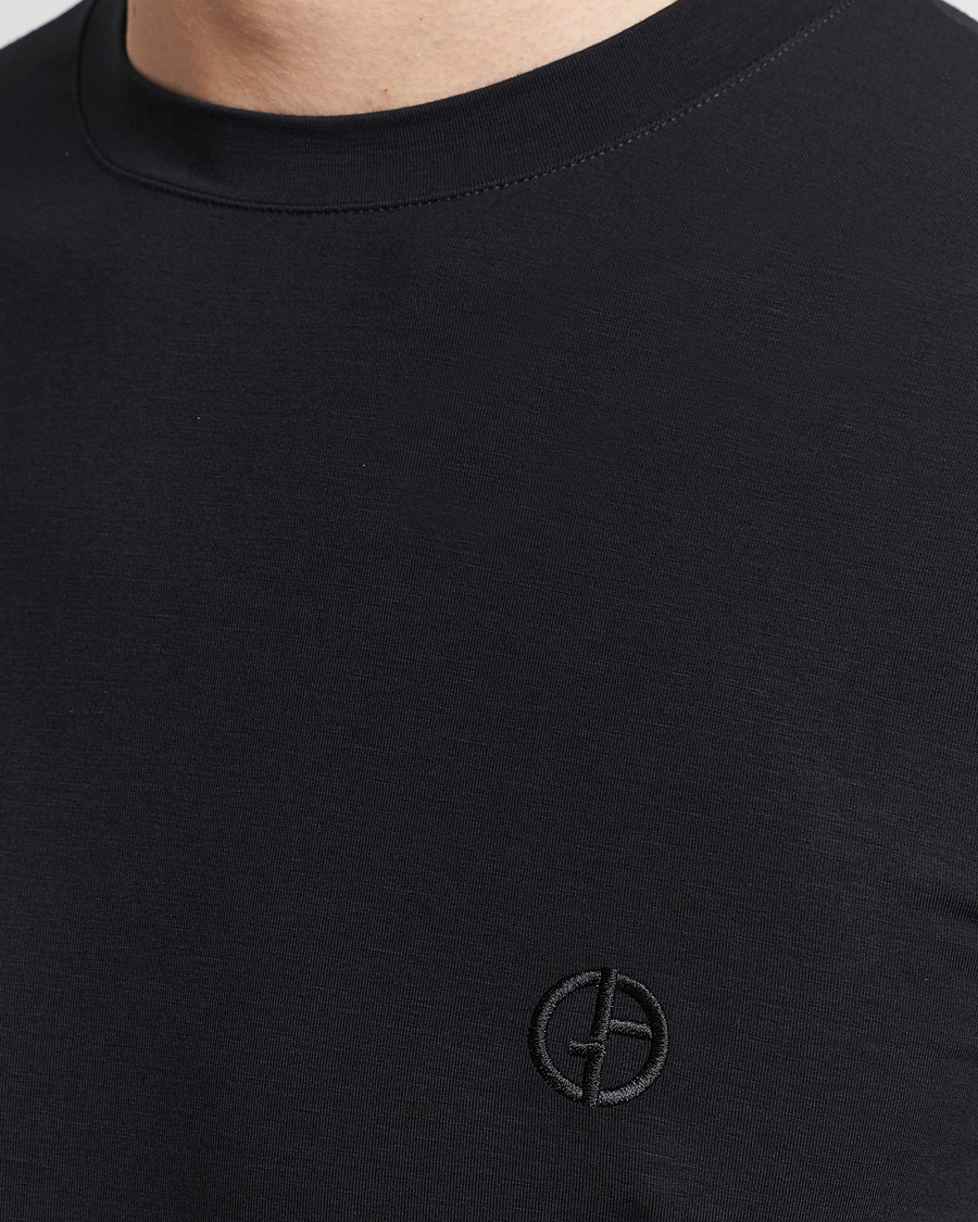Men | T-Shirts | Giorgio Armani | Embroidered Logo T-Shirt Black