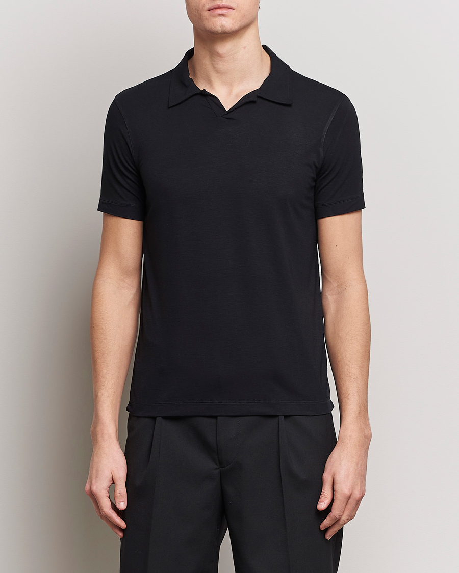 Men |  | Giorgio Armani | Short Sleeve Stretch Polo Black