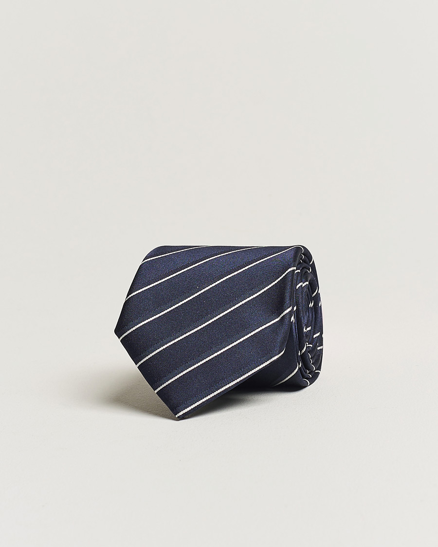 Men | Giorgio Armani Regimental Stripe Silk Tie Navy | Giorgio Armani | Regimental Stripe Silk Tie Navy