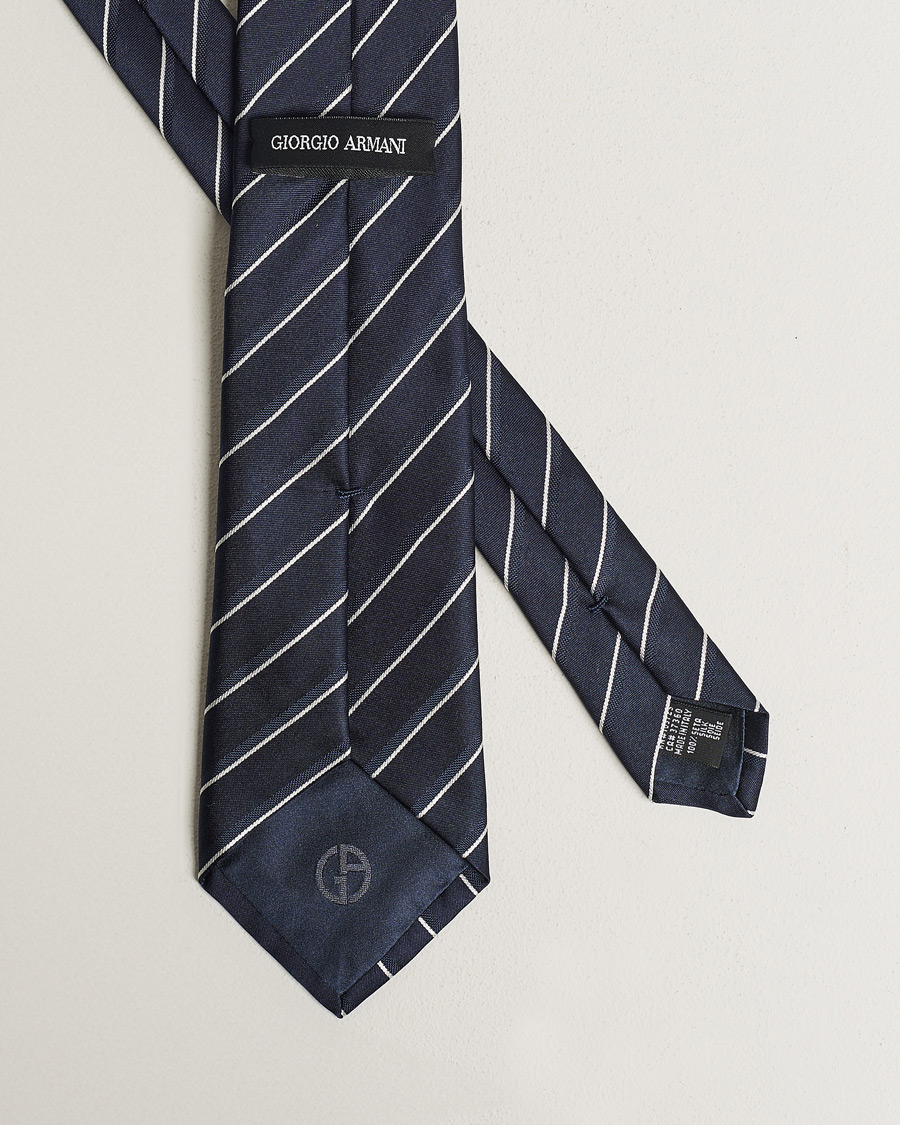 Men | Giorgio Armani Regimental Stripe Silk Tie Navy | Giorgio Armani | Regimental Stripe Silk Tie Navy