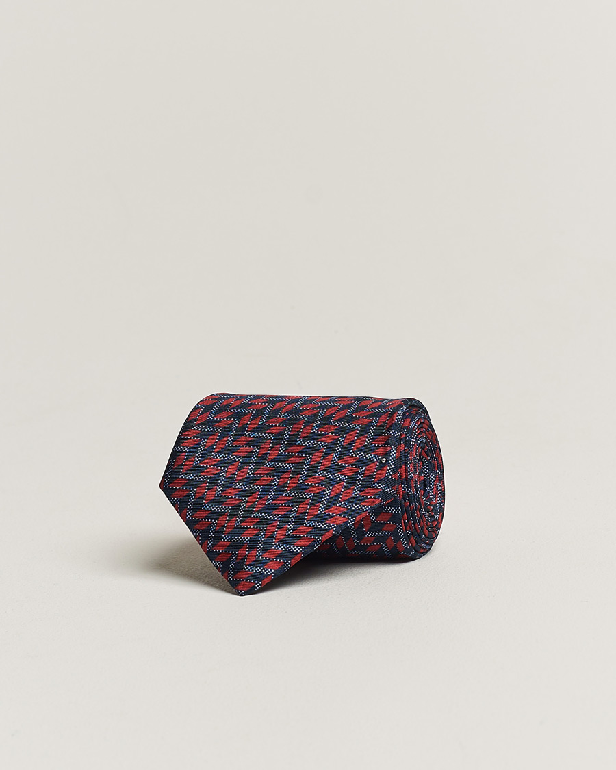 Giorgio Armani Printed Silk Tie Navy/Red at CareOfCarl.com