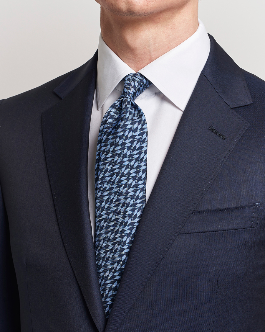 Men |  | Giorgio Armani | Printed Silk Tie  Navy Blue