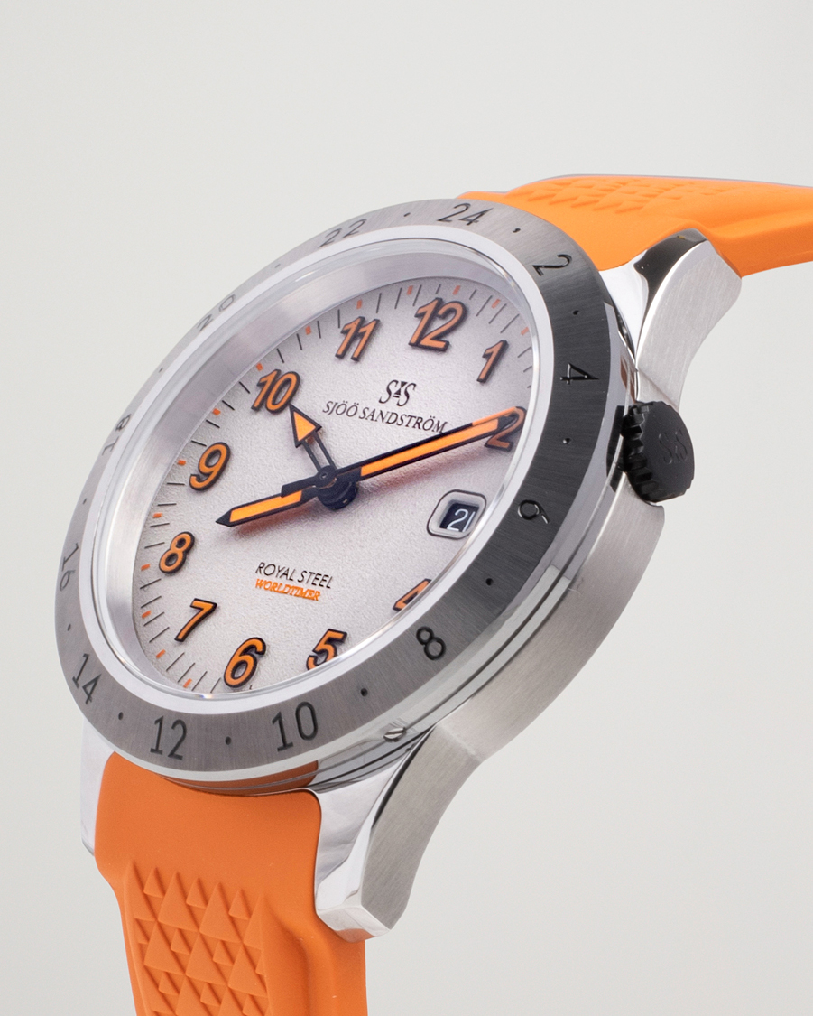 Men | Sjöö Sandström Royal Steel Worldtimer 41mm Annual Edition Orange | Sjöö Sandström | Royal Steel Worldtimer 41mm Annual Edition Orange