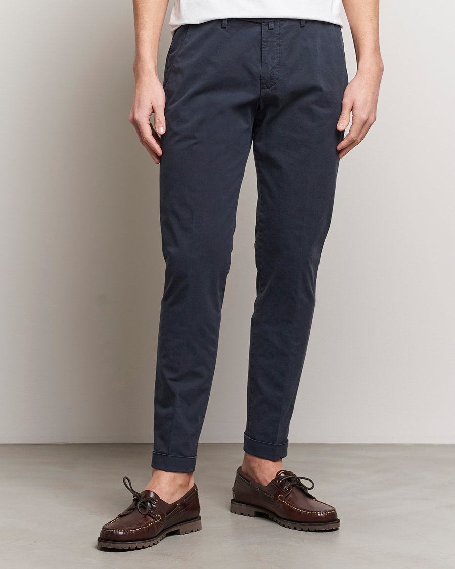 Men | Trousers | Briglia 1949 | Slim Fit Cotton Stretch Chinos Navy