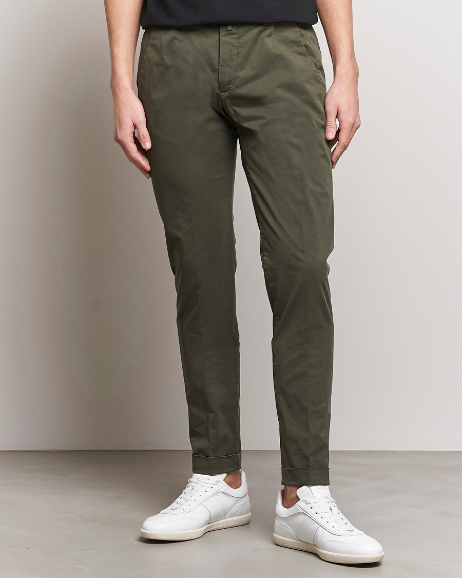 Men | Trousers | Briglia 1949 | Slim Fit Cotton Stretch Chinos Olive