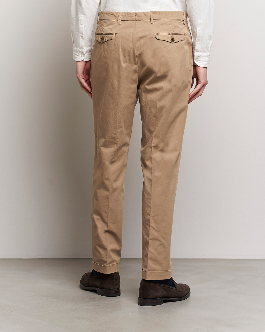 Men | Trousers | Briglia 1949 | Easy Fit Pleated Cotton Stretch Chino Taupe