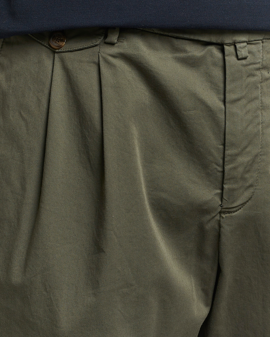 Men | Trousers | Briglia 1949 | Easy Fit Pleated Cotton Stretch Chino Olive
