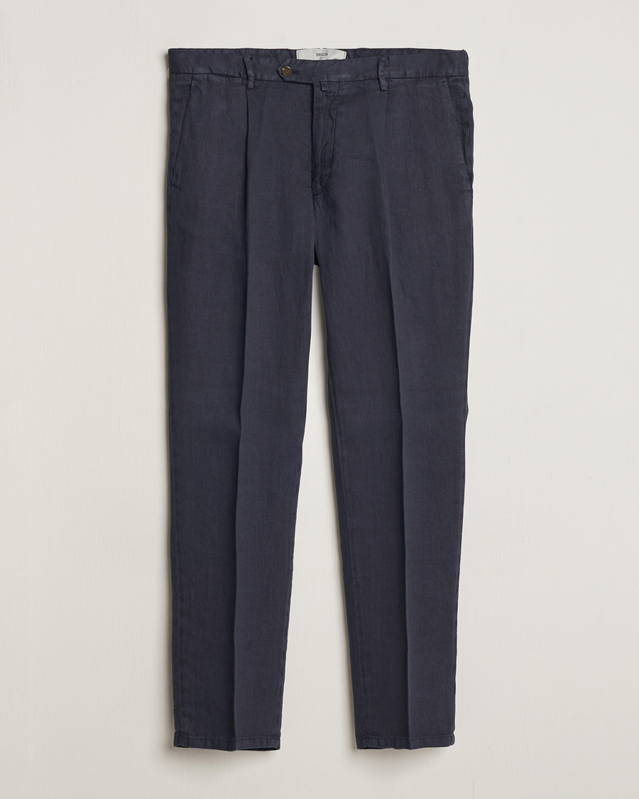 Men | Trousers | Briglia 1949 | Pleated Linen Trousers Navy