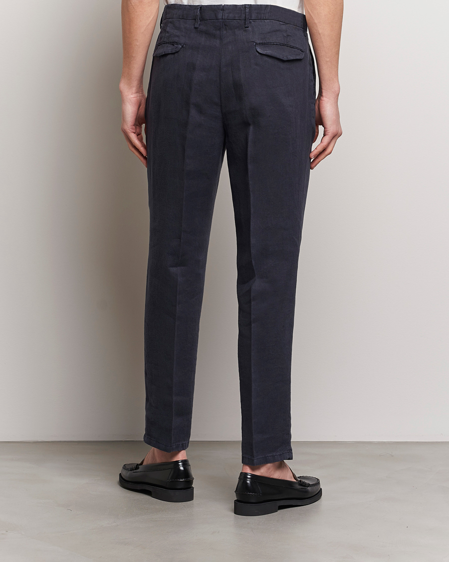 Men | Trousers | Briglia 1949 | Pleated Linen Trousers Navy