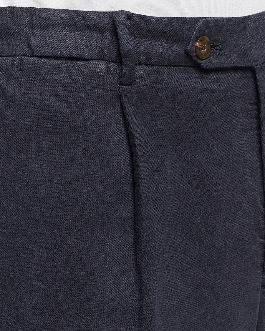 Men | Trousers | Briglia 1949 | Pleated Linen Trousers Navy