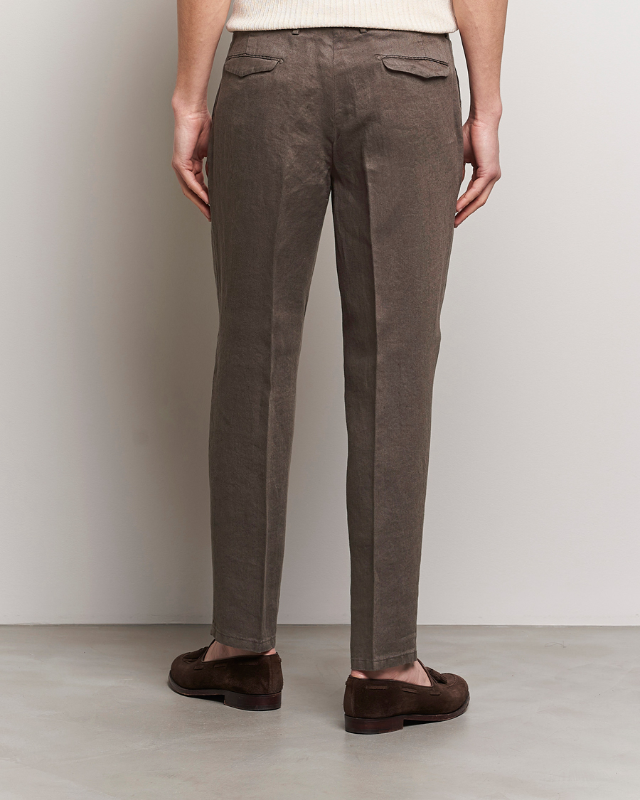 Men | Trousers | Briglia 1949 | Pleated Linen Trousers Brown
