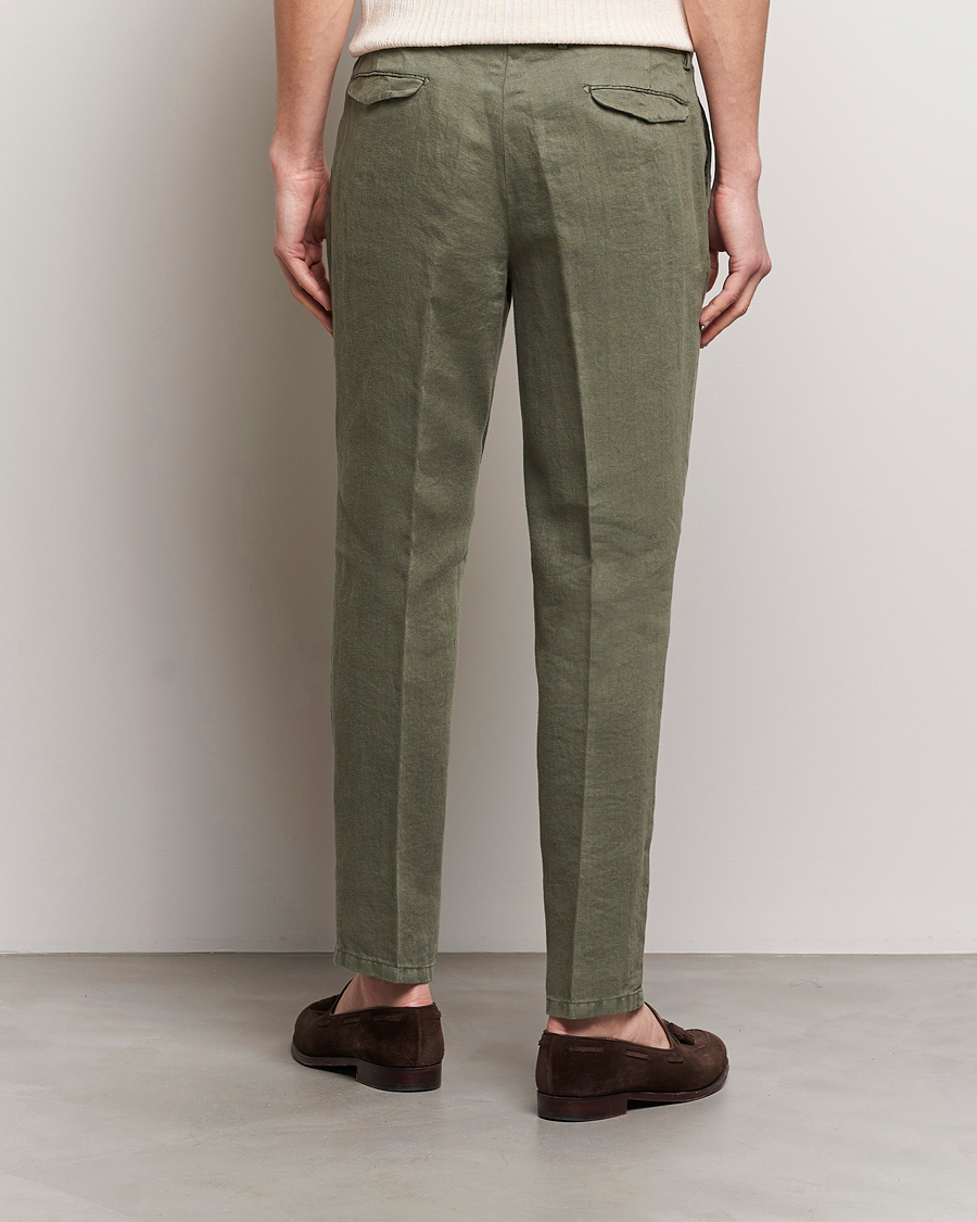 Men | Trousers | Briglia 1949 | Pleated Linen Trousers Olive