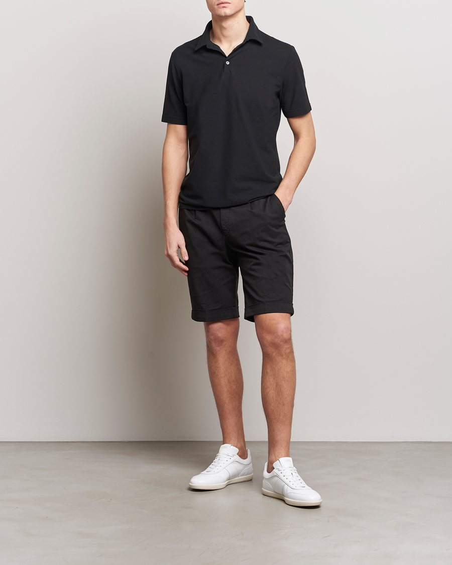 Briglia 1949 Pleated Cotton Shorts Black at CareOfCarl.com