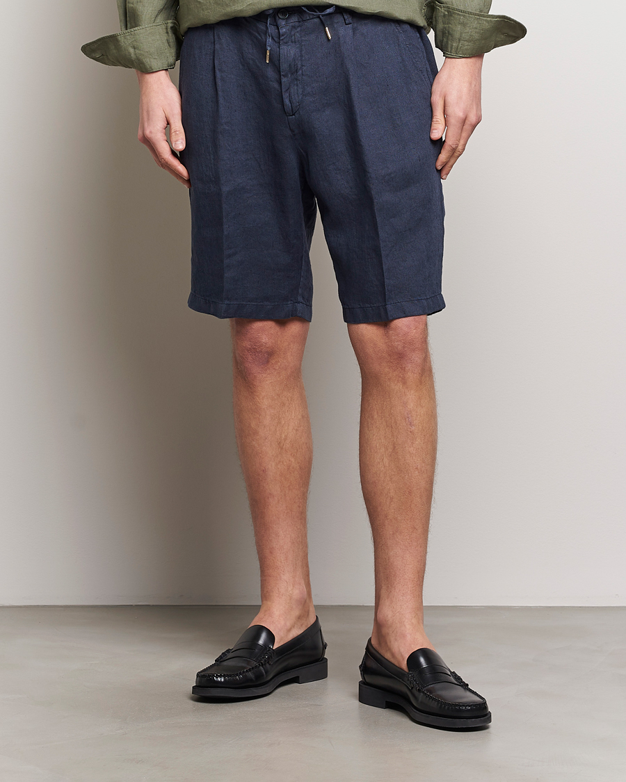 Men | The Linen Closet | Briglia 1949 | Easy Fit Linen Shorts Navy